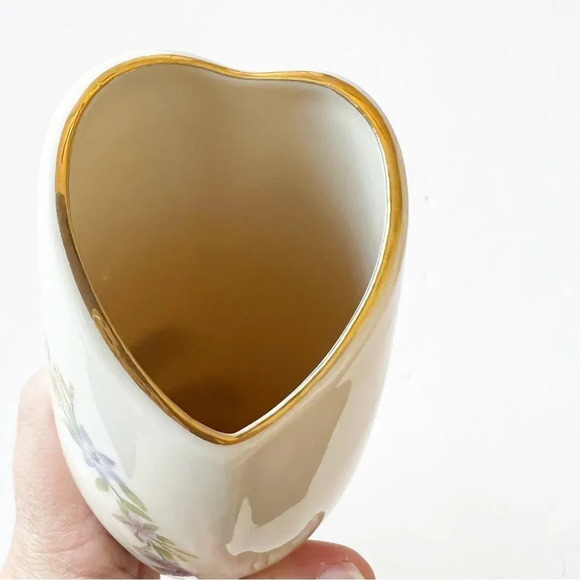 Lenox The Gold Floral Vase Fine Ivory‎ Porcelain Vase 1997 Wedding Gift Heart - Picture 4 of 9